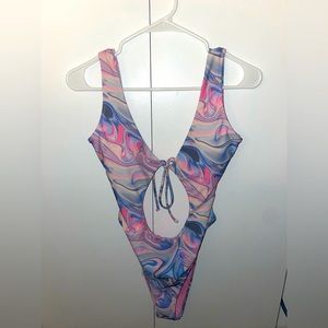 Multi Color Swirl One Piece Bathingsuit